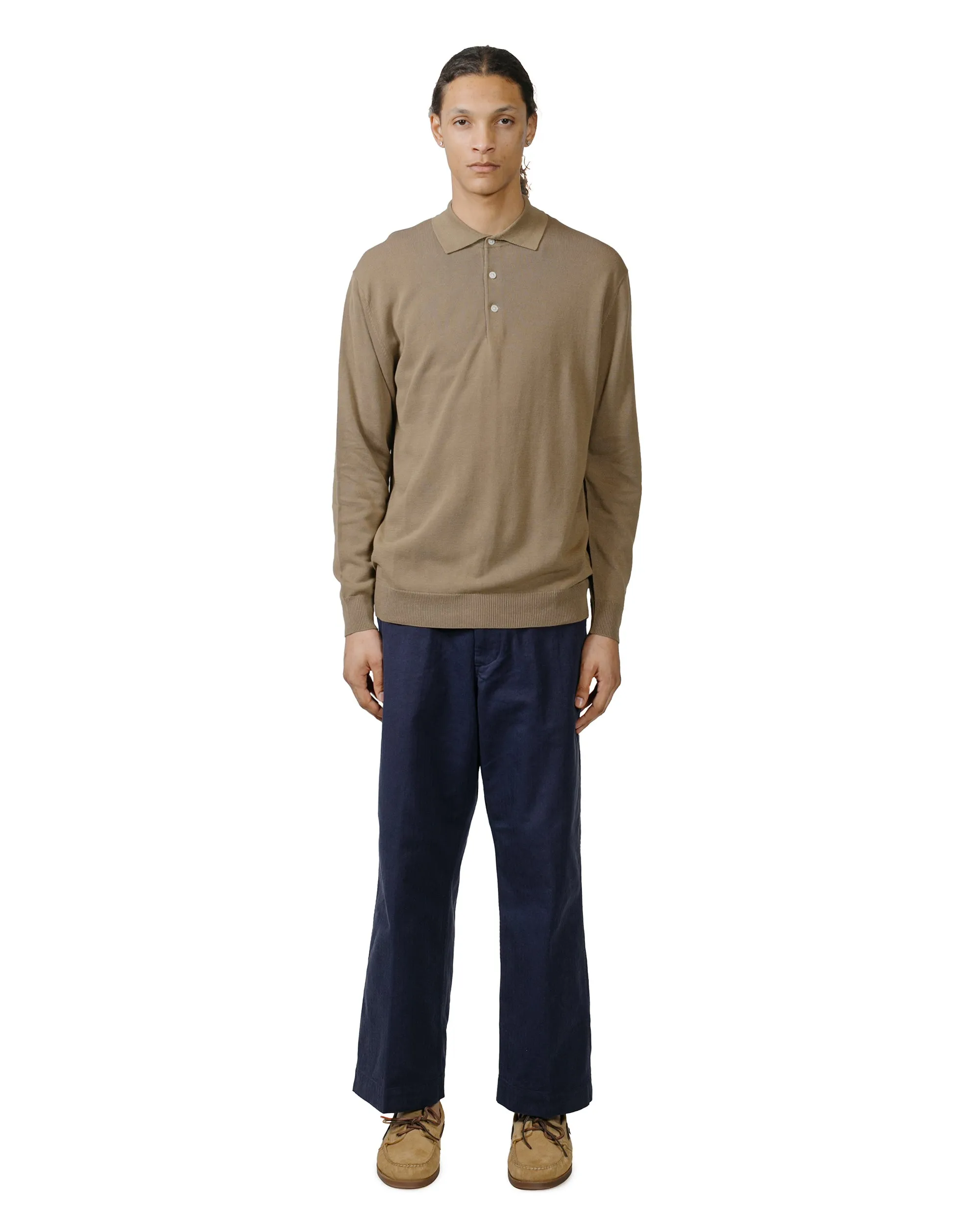 Beams Plus Knit Polo 12G Mocha Weekend Layer Chic Hoodie