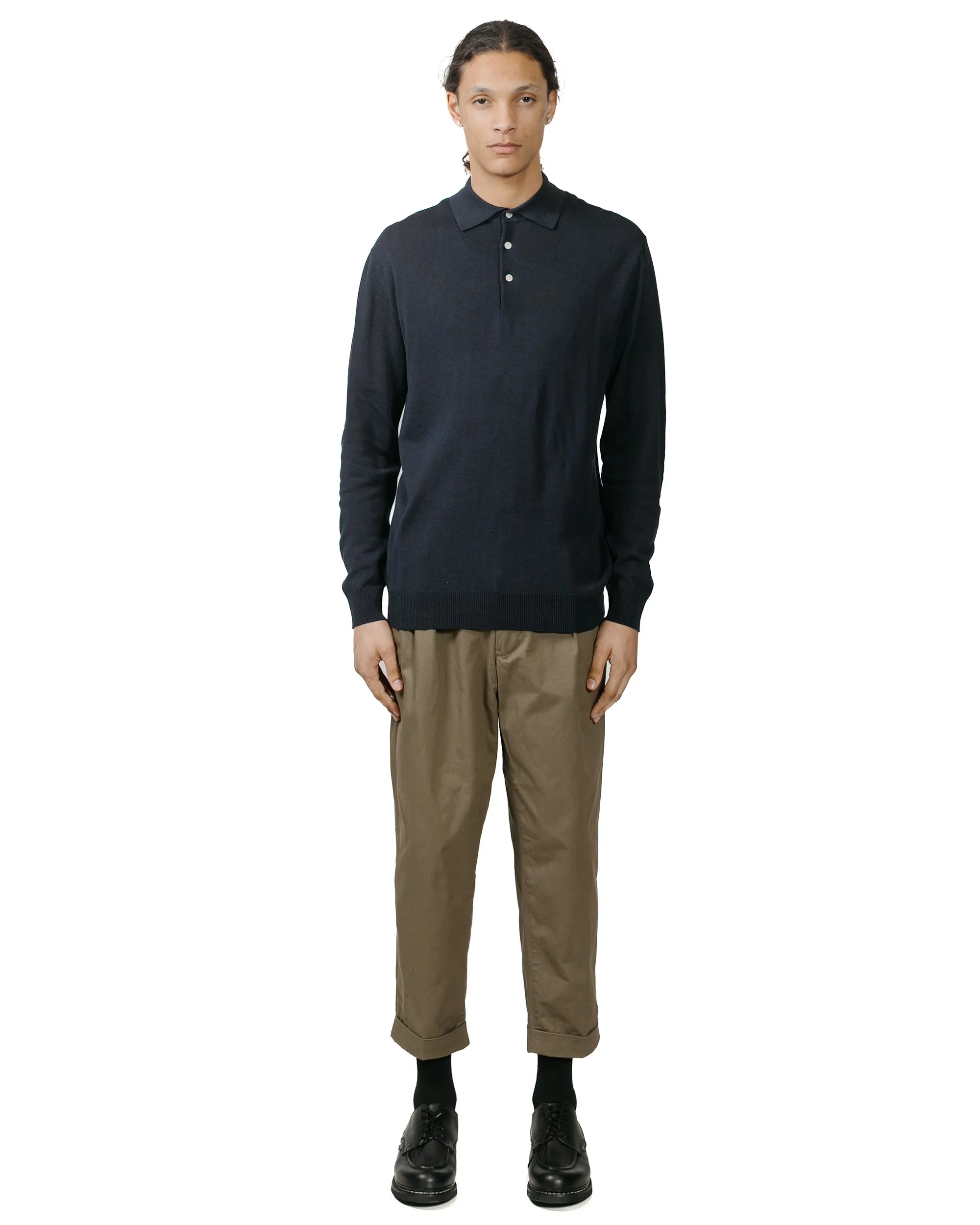 Beams Plus Knit Polo 12G Navy All-Weather Comfort Cozy Comfort