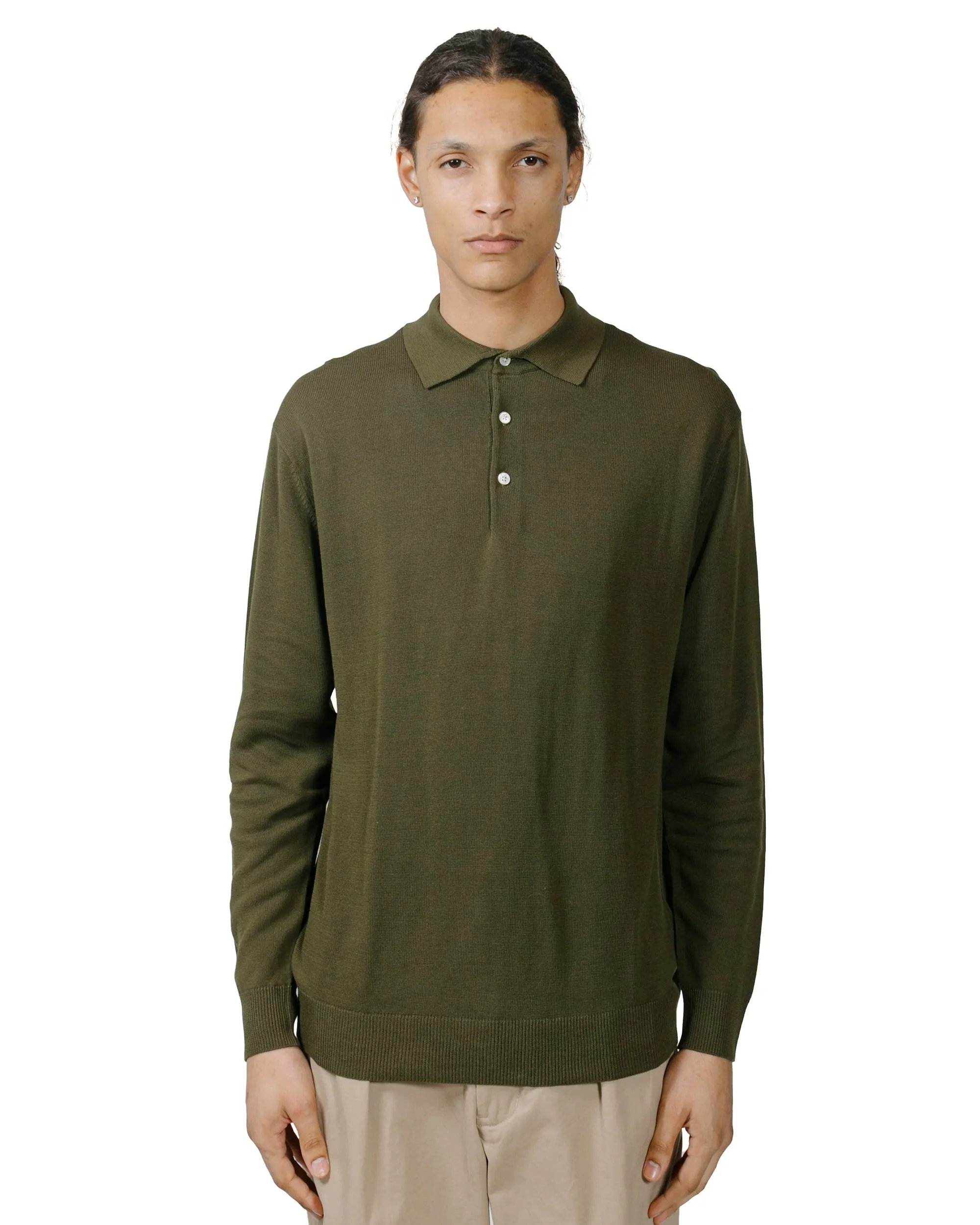 Comfortable Outfit Beams Plus Knit Polo 12G Olive