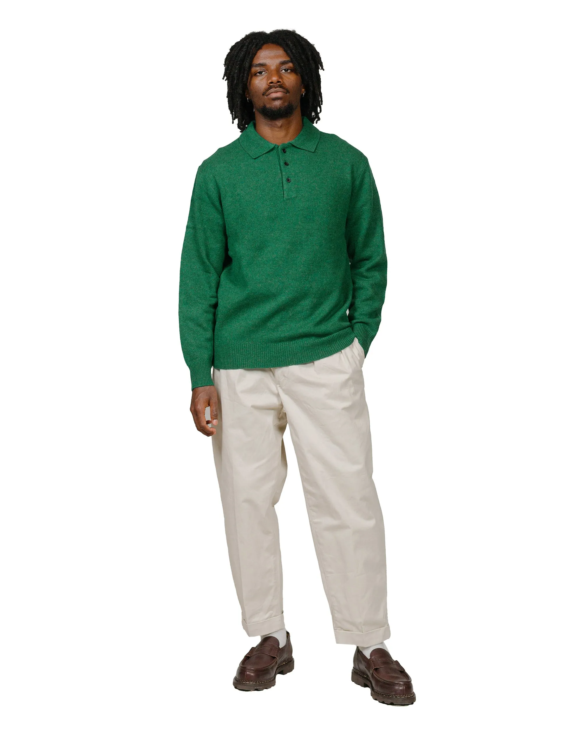 Beams Plus Knit Polo 9G Bright Green product geometric precision