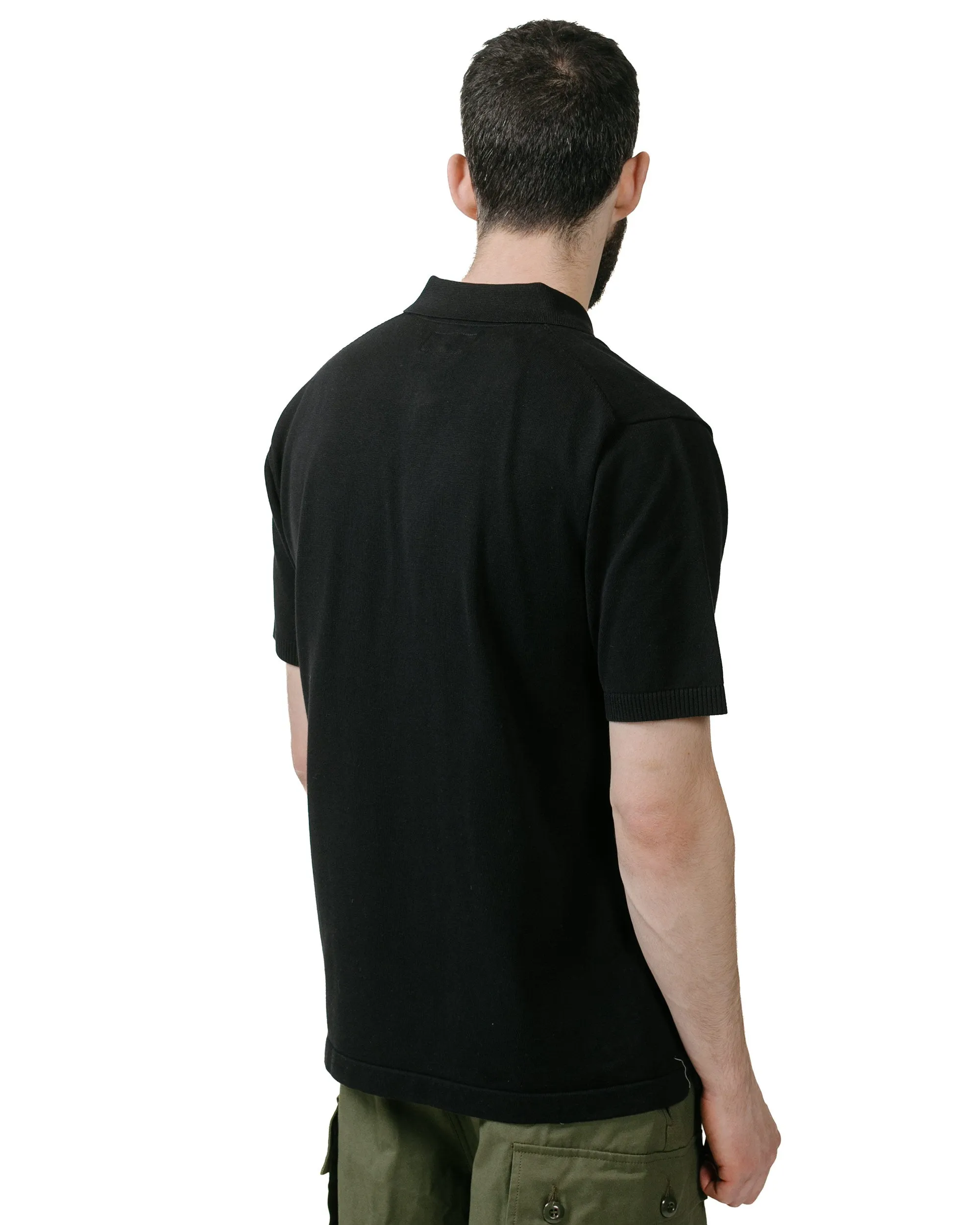 Animal Print Relaxed Fit Beams Plus Knit Polo Solid 12G Black