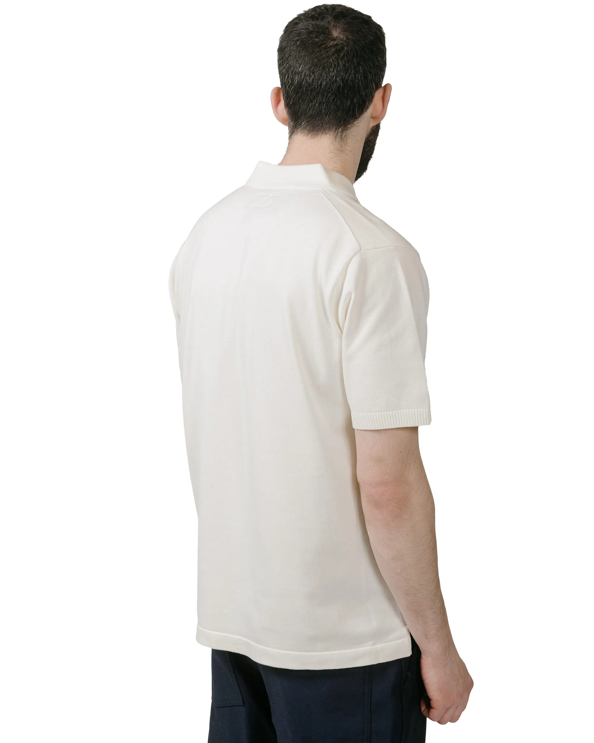 Beams Plus Knit Polo Solid 12G White hot weather wear Urban Style