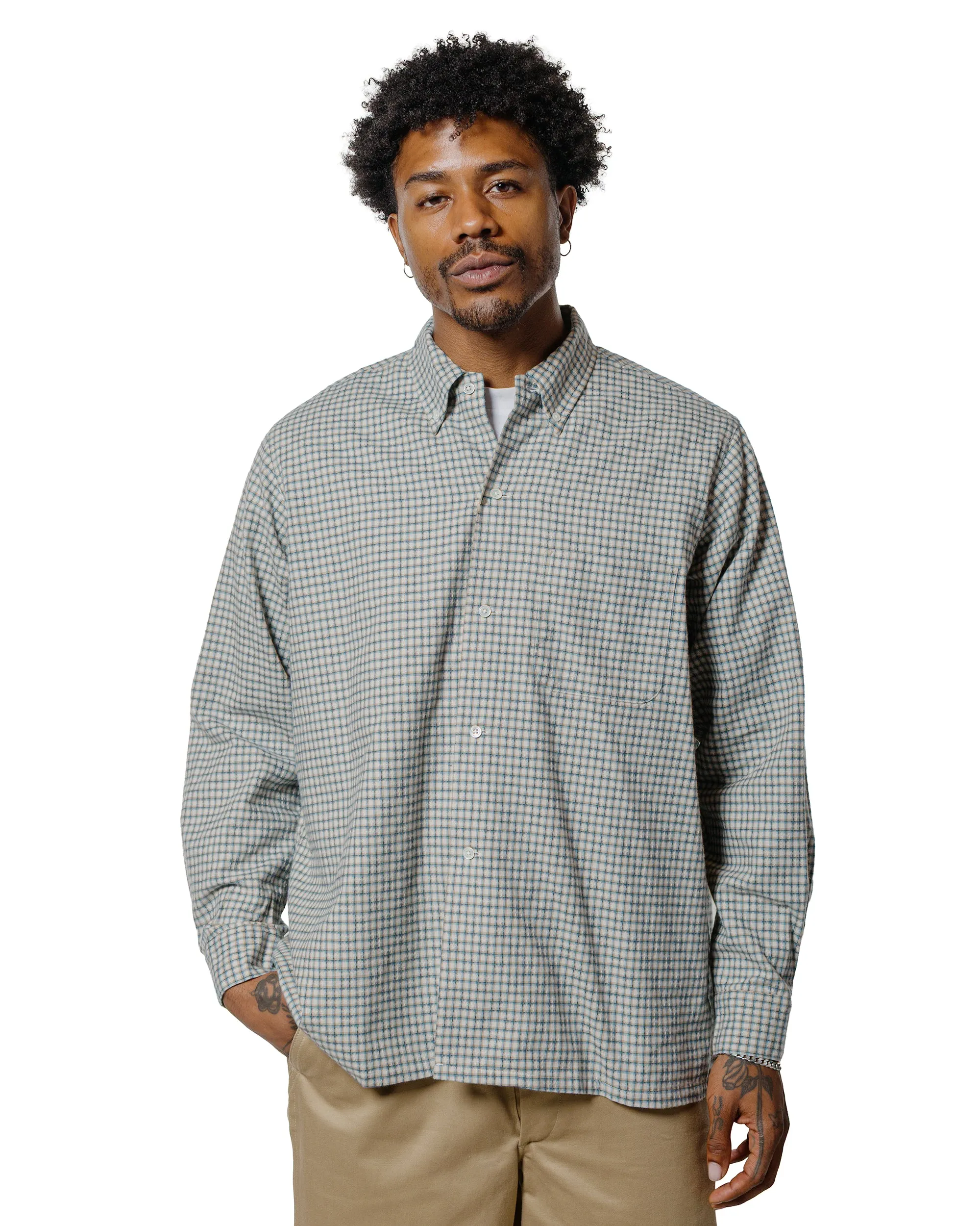 Beams Plus Open B.D. Dobby Plaid White Wardrobe Essential Everyday Outfit