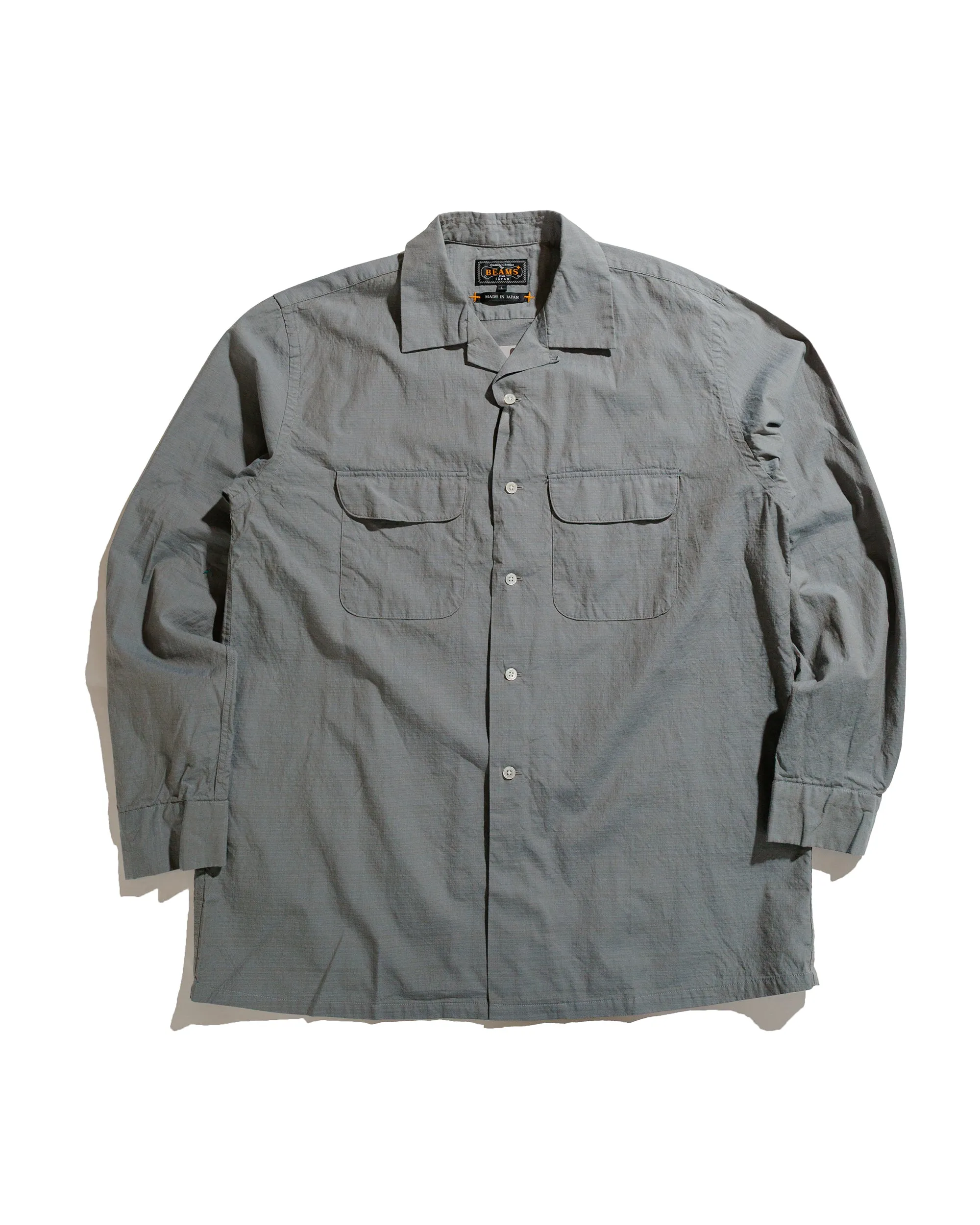 Odor Control Fabric Tailored Cut Beams Plus Open Collar Slab Chambray Sage