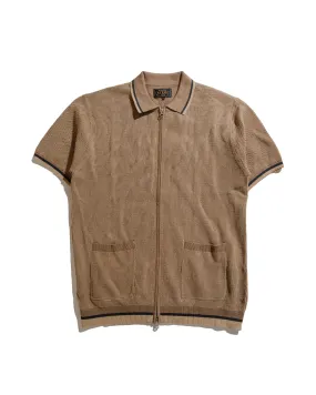 Holiday Style Current Style Beams Plus Zip Knit Polo Beige