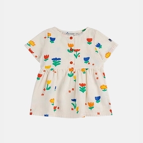 Calm Flow Noble Aura Bobo Choses Baby Garden Party All Over Woven Dress, Offwhite