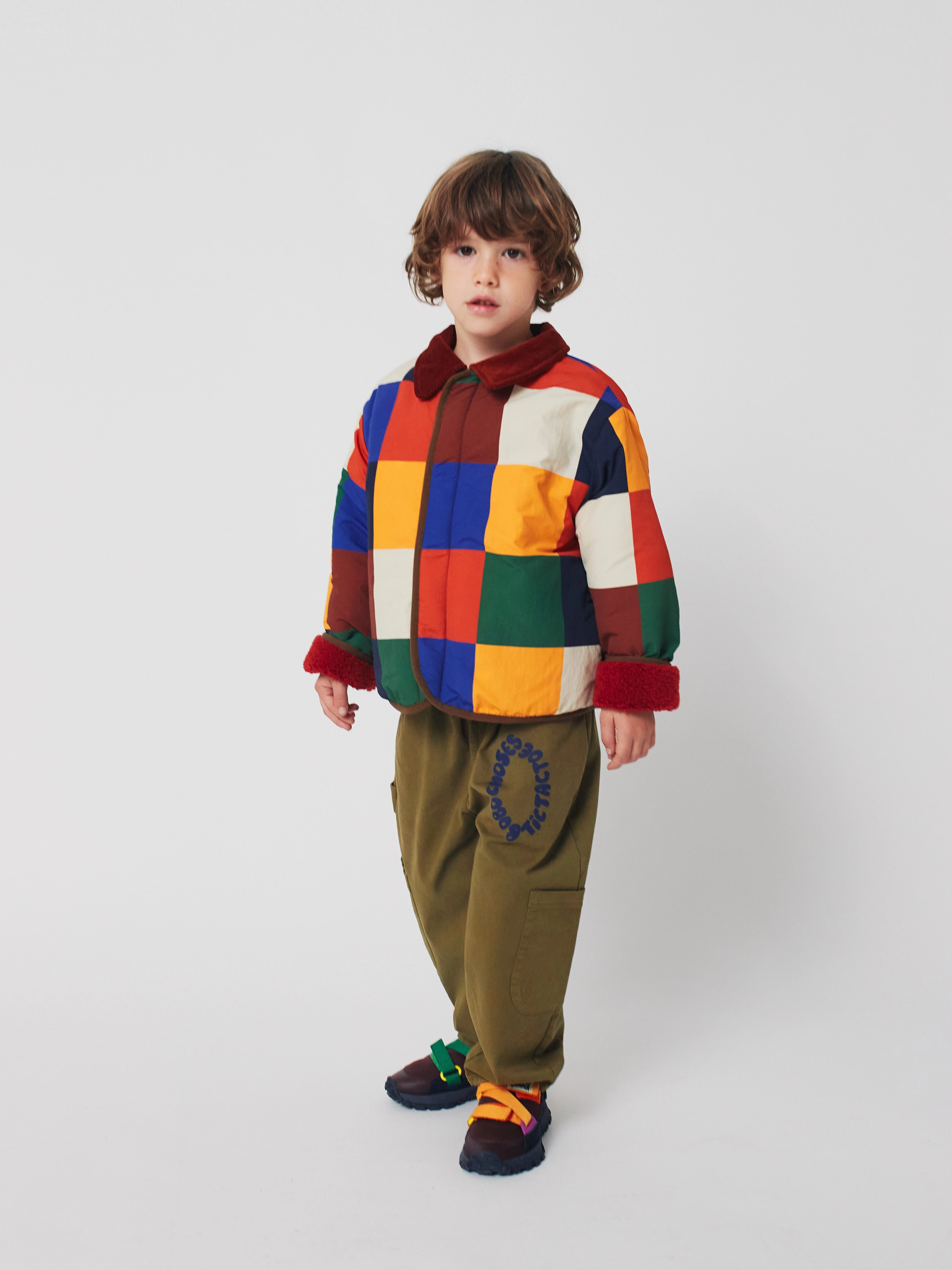 Soft Interior Brushing Waterproof Fabric Bobo Choses Multicolor Tiles reversible sheepskin jacket, Multicolor