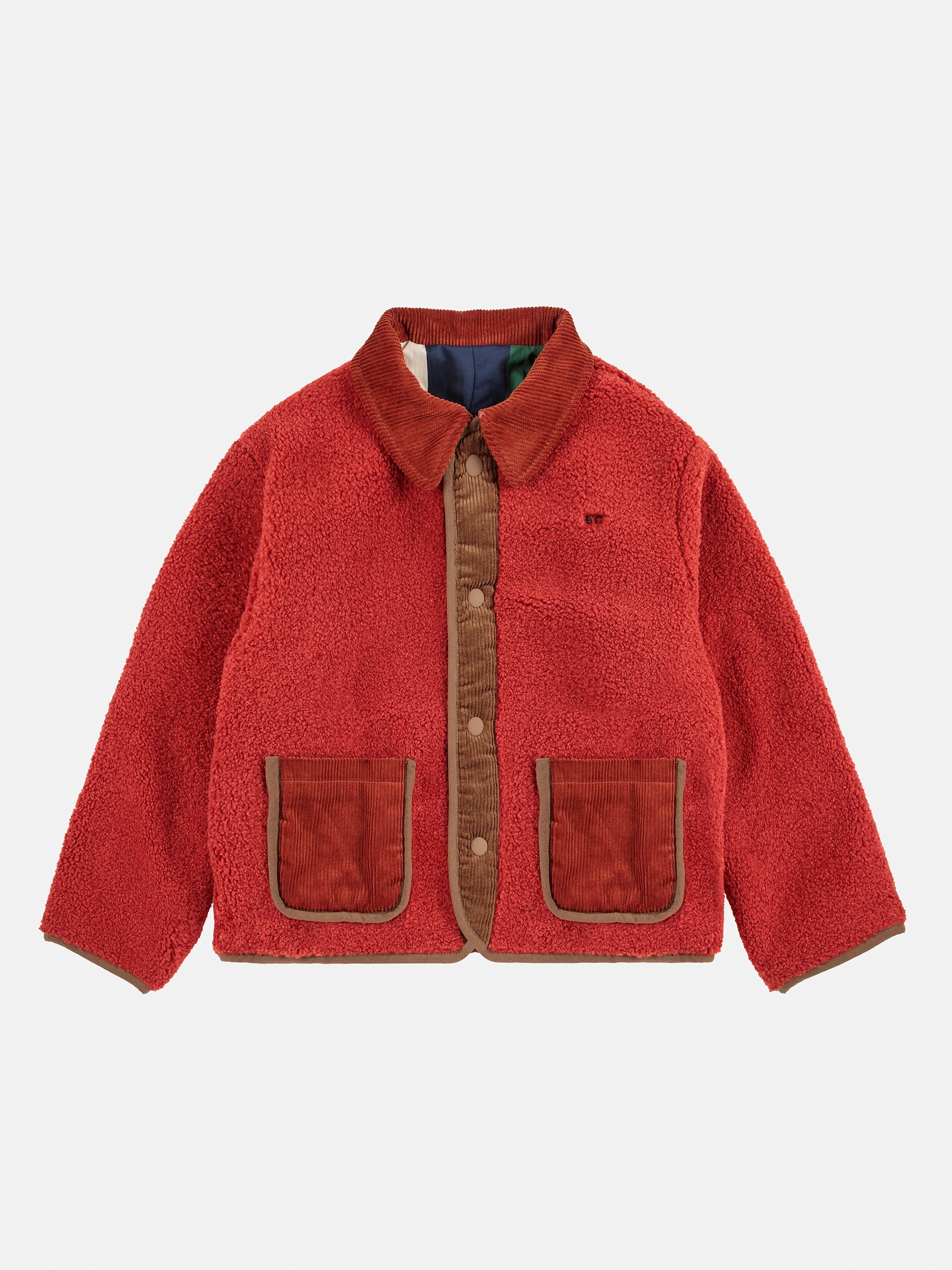 Bobo Choses Multicolor Tiles reversible sheepskin jacket, Multicolor Transitional City Fit Adjustable Waistband