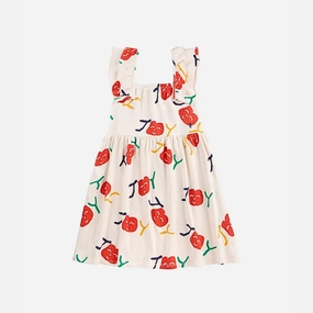Bobo Choses Smiling all over ruffle dress, Off white Statement Neck