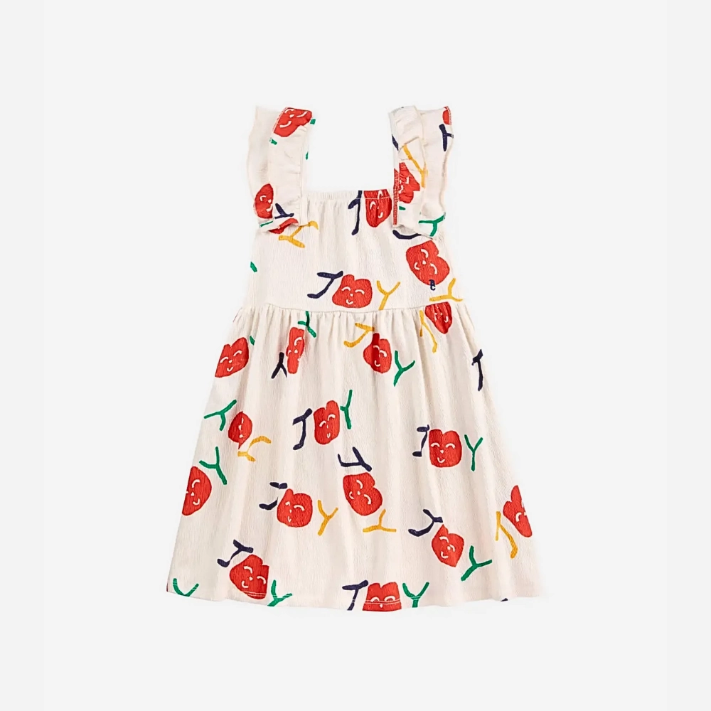 Bobo Choses Smiling all over ruffle dress, Off white Statement Neck