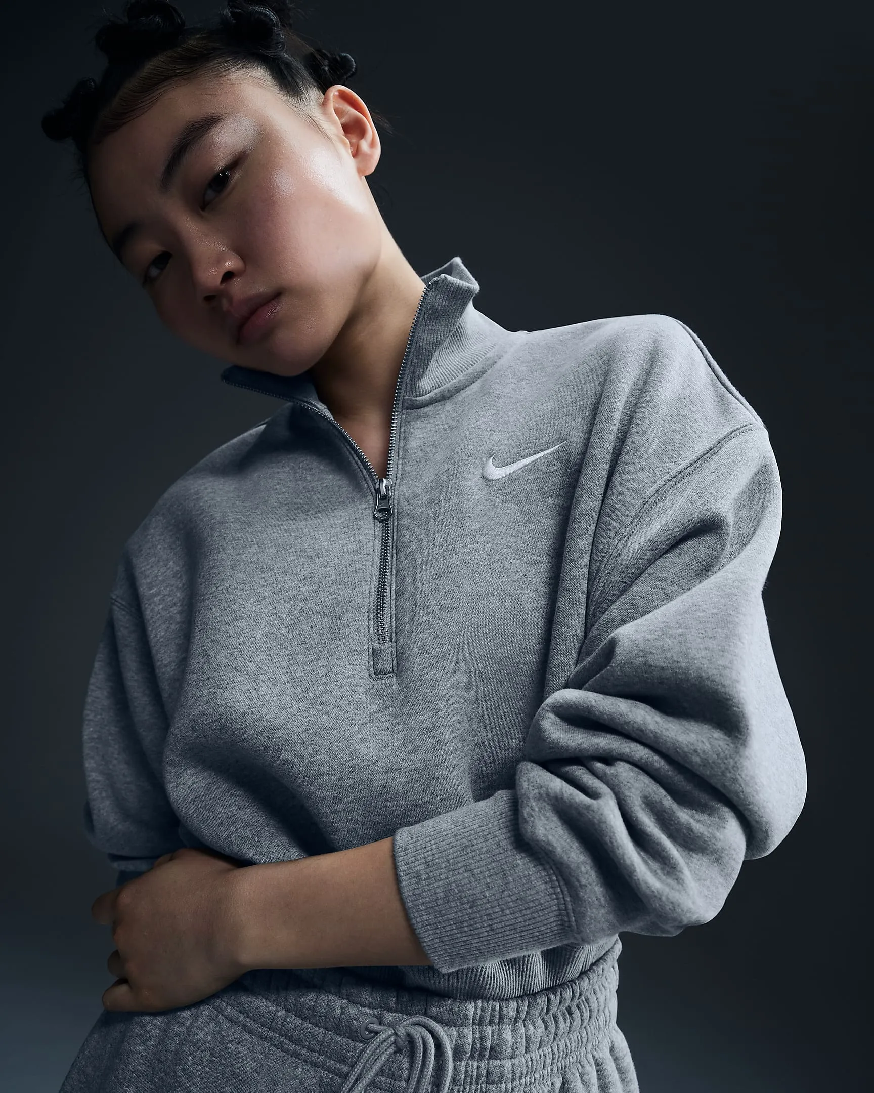 Nike "Phoenix 1/4 Zip Fleece" W - Dark Grey Heather Craft Edge