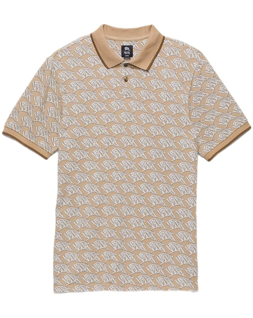 Vans Lewis Mills Short Sleeve Polo Shirt - Khaki Lightweight Fabric ChafeFree Design