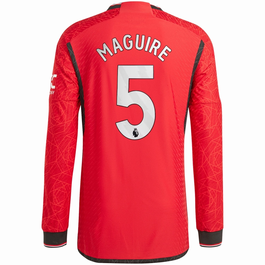 Friction control Workout Gear adidas Manchester United Authentic Harry Maguire Long Sleeve Home Jersey w/ EPL   No Room For Racism Patches 23/24 (Team College Red)