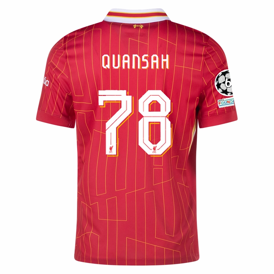 Active Stretch Nike Liverpool Jarell Quansah Home Jersey w/ Champions League Patches 24/25 (Gym Red/Chrome Yellow)