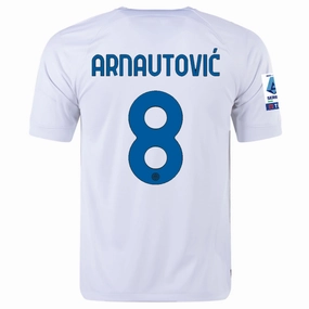 Nike Inter Milan Marco Arnautovic Away Jersey w/ Series A   Copa Italia Patches 23/24 (White/Lyon Blue) Outdoor Gear