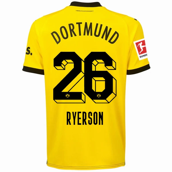 Puma Borussia Dortmund Ryerson Home Jersey w/ Bundesliga Patch 23/24 (Cyber Yellow/Puma Black) Reinforced Hems