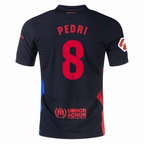 Comfortable apparel Performance Optimized Weave Nike Barcelona Authentic Pedri Away Jersey w/ La Liga Patch 24/25 (Black/University Red/Hyper Royal)