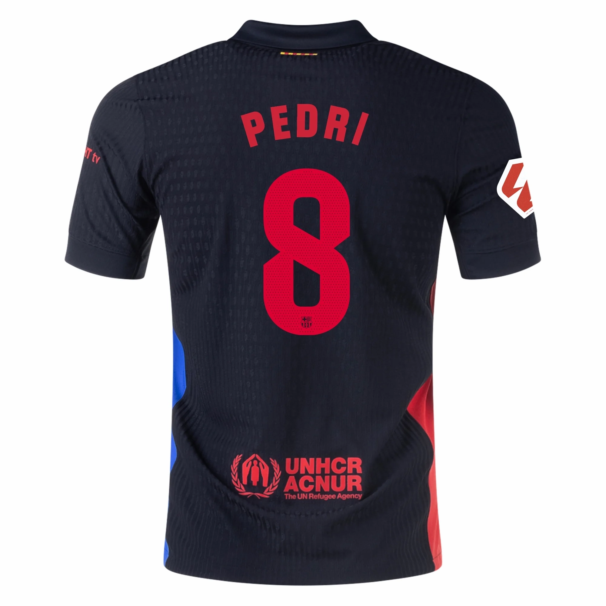 Nike Barcelona Authentic Pedri Away Jersey w/ La Liga Patch 24/25 (Black/University Red/Hyper Royal) Lightweight Lining