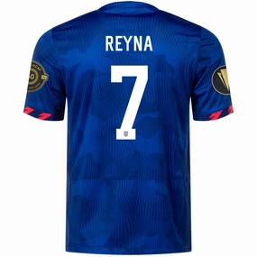 Nike Mens United States Gio Reyna Away Jersey w/ Gold Cup Patches 23/24 (Hyper Royal/Loyal Blue) Eco Friendly Blend Unisex Fit