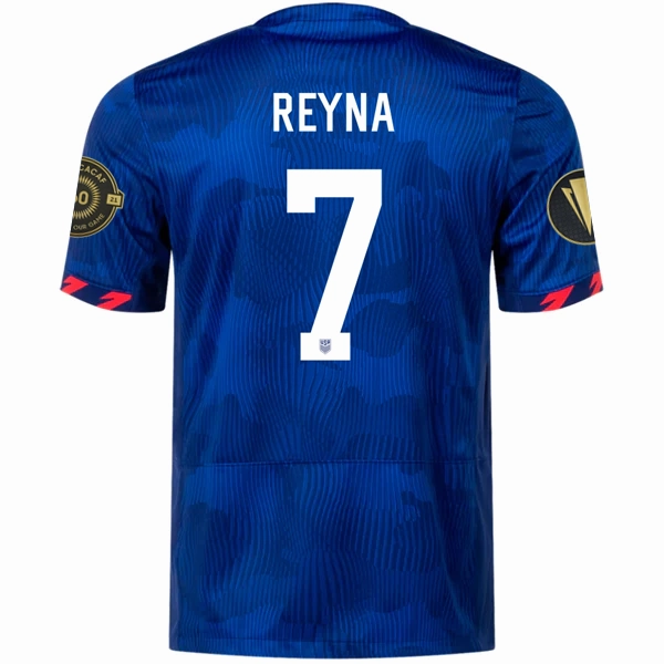 Nike Mens United States Gio Reyna Away Jersey w/ Gold Cup Patches 23/24 (Hyper Royal/Loyal Blue) Eco Friendly Blend Unisex Fit