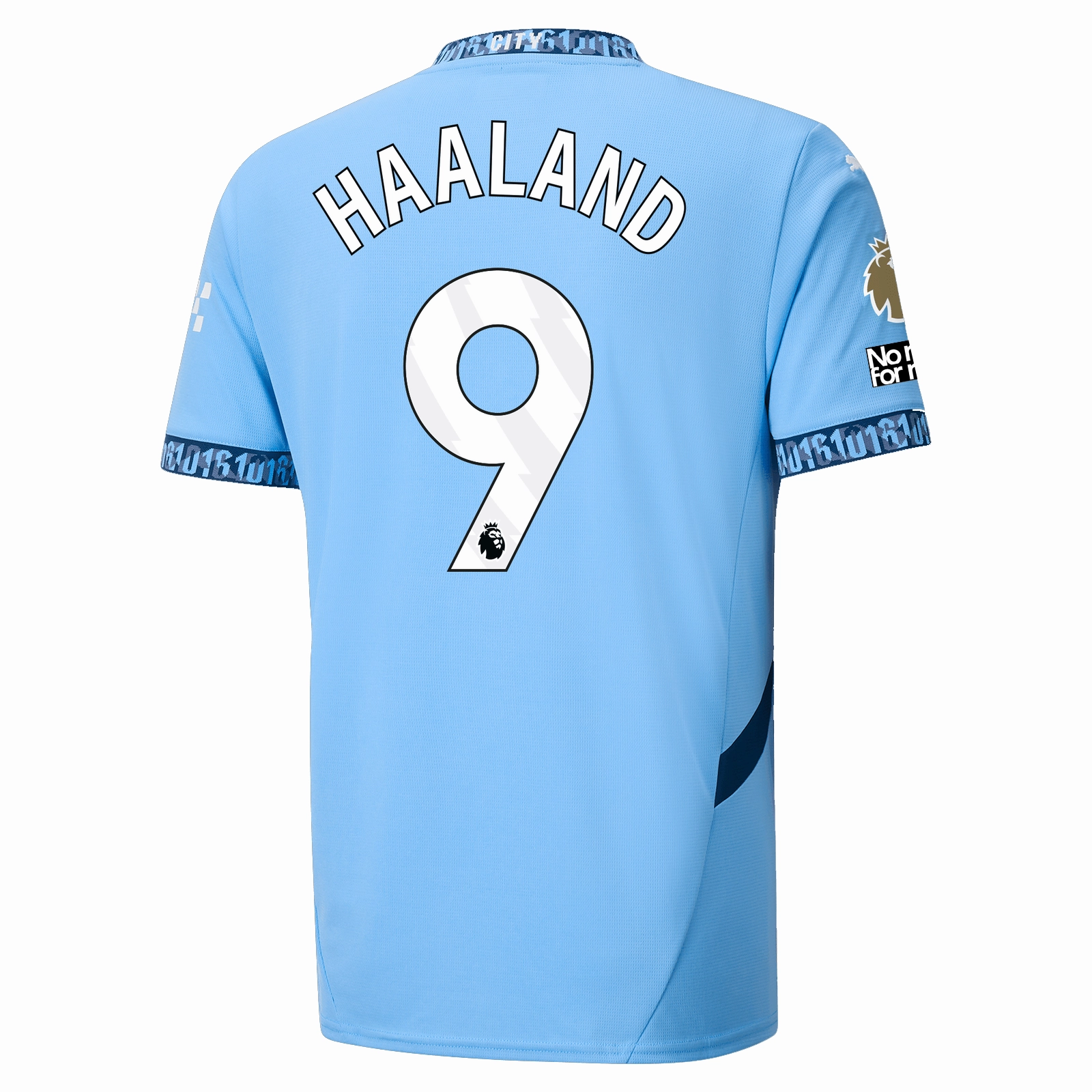 Puma Manchester City Erling Haaland Home Jersey w/ EPL   No Room For Racism   Club World Cup Patches 24/25 (Team Light Blue/Marine Blue) Breathable mesh lining
