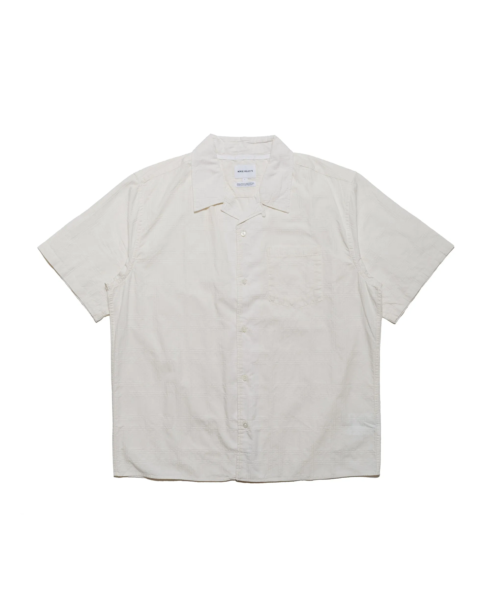Adjustable Hem Norse Projects Carsten Relaxed Dobby Check Shirt Ecru