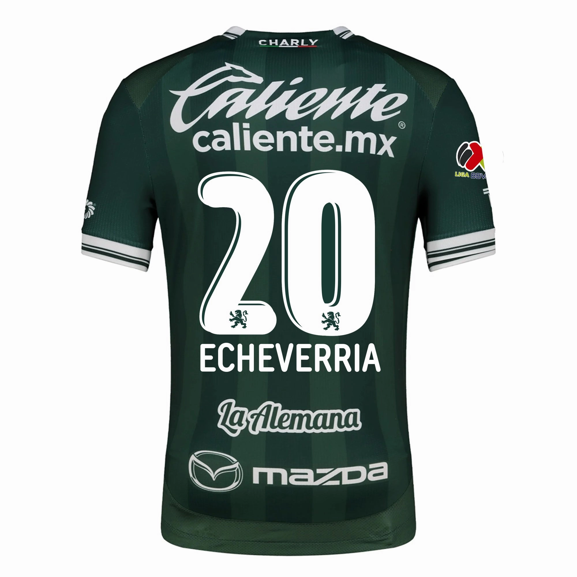 Charly Rodrigo Echeverria Men's Leon FC Home Jersey 25/26 w/ BBVA Liga Patch (Green) Soft Grip