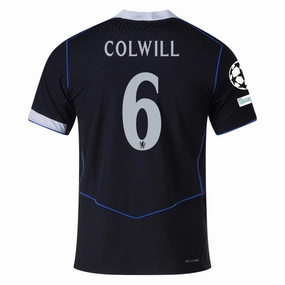 Cool Touch Frictionless Inner Layer Nike Colwill Chelsea T90 Authentic Third Jersey w/ Champions League & World Champions Patch 25/26 (Black/Silver)