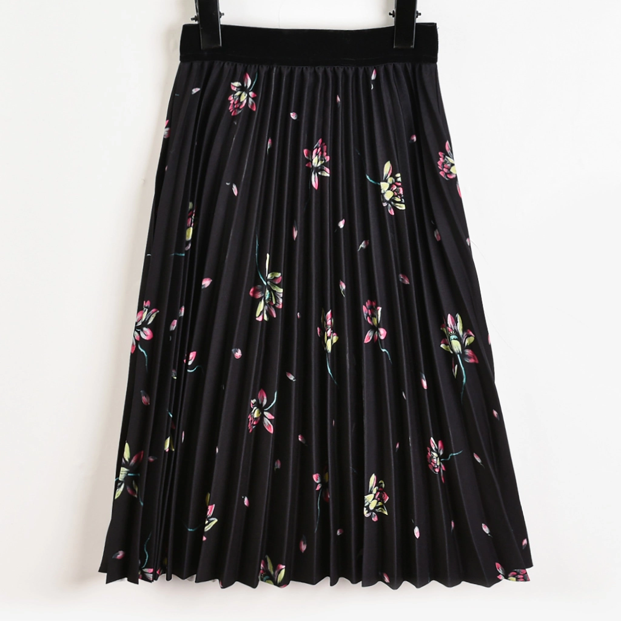 Reinforced Hems Melange Floral Print Skirt