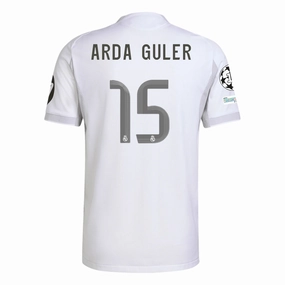 adidas Arda G??ler Real Madrid 25/26 Home Jersey w/ Champions League Patches (White) Abrasion resistant Core Layer