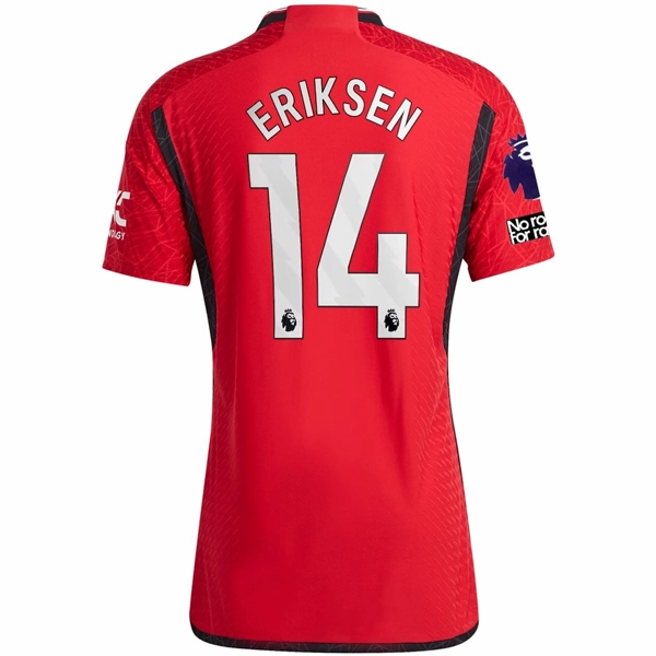 adidas Manchester United Authenitc Christian Eriksen Home Jersey 23/24 w/ EPL   No Room For Racism Patches (Team College Red) Quick Cool Material