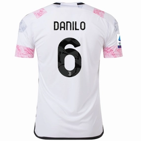 adidas Juventus Danilo Away Jersey w/ Serie A 23/24 (White) Lightweight Interlock Knit Jacquard Knit