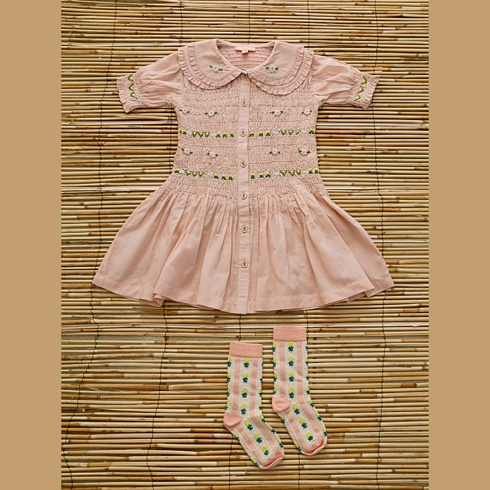 Figure-Skimming Transitional-Wear Bonjour Diary Romantic Tunic Dress, Light Pink Sushi
