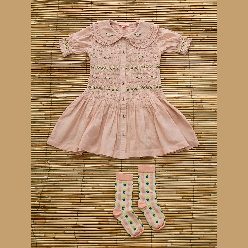 flowy style Bonjour Diary Romantic Tunic Dress, Light Pink Sushi