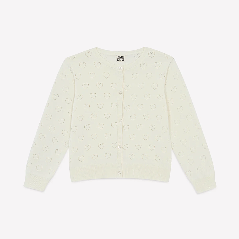 Bonton Lilou Cardigan, Ecru Non Chafing Neckline