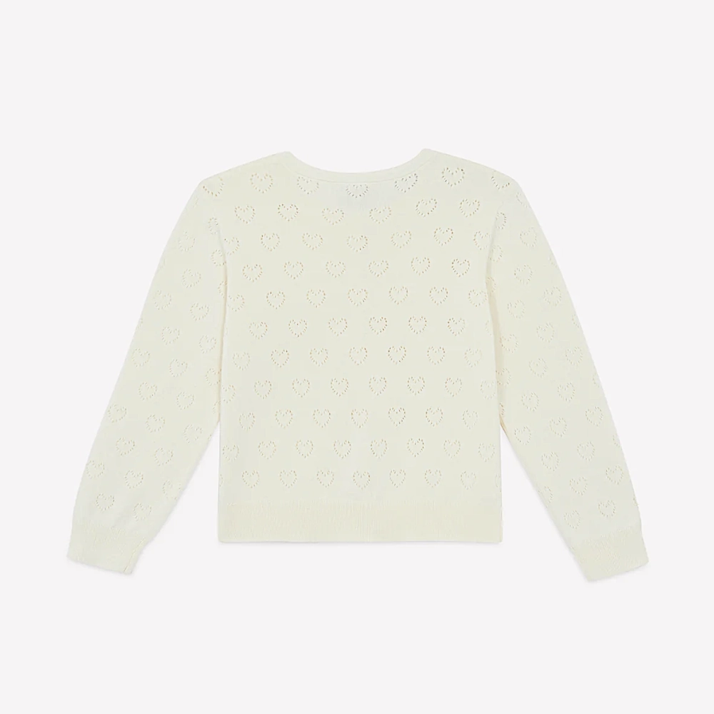 Tailored Cut Style Layered Ventilation Panels Bonton Lilou Cardigan, Ecru
