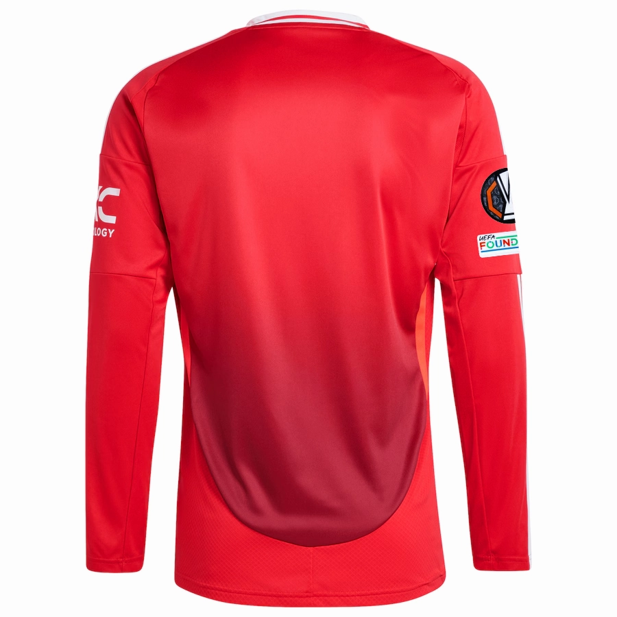 adidas Manchester United Long Sleeve Home Jersey w/ Europa League Patches 24/25 (Red) Running Style