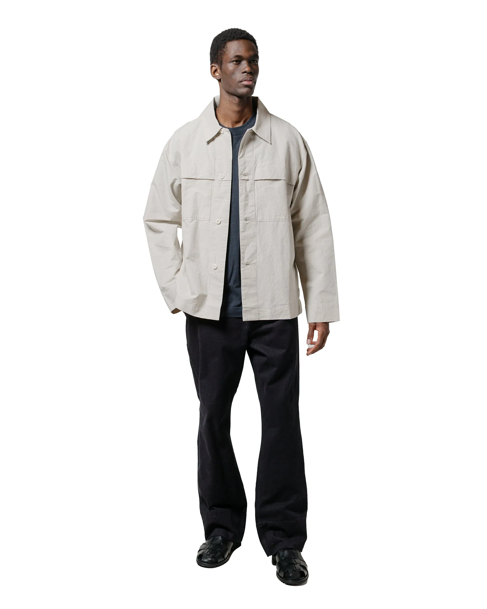 Flexible Shoulder Panels Resort Wear MHL Storm Flap Shirt Dry Cotton Linen Pale Stone