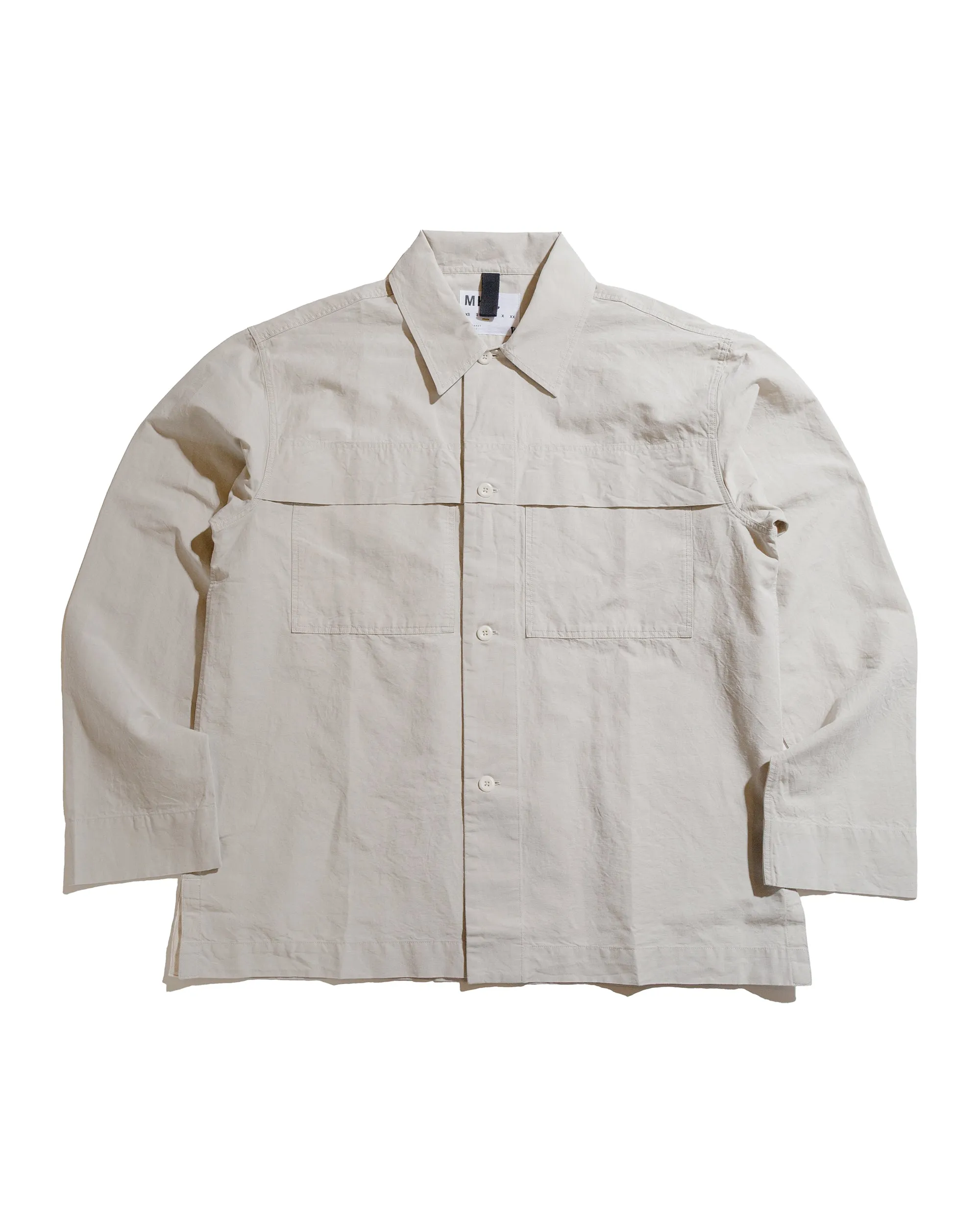 MHL Storm Flap Shirt Dry Cotton Linen Pale Stone Ruffle Edge Comfortable fit