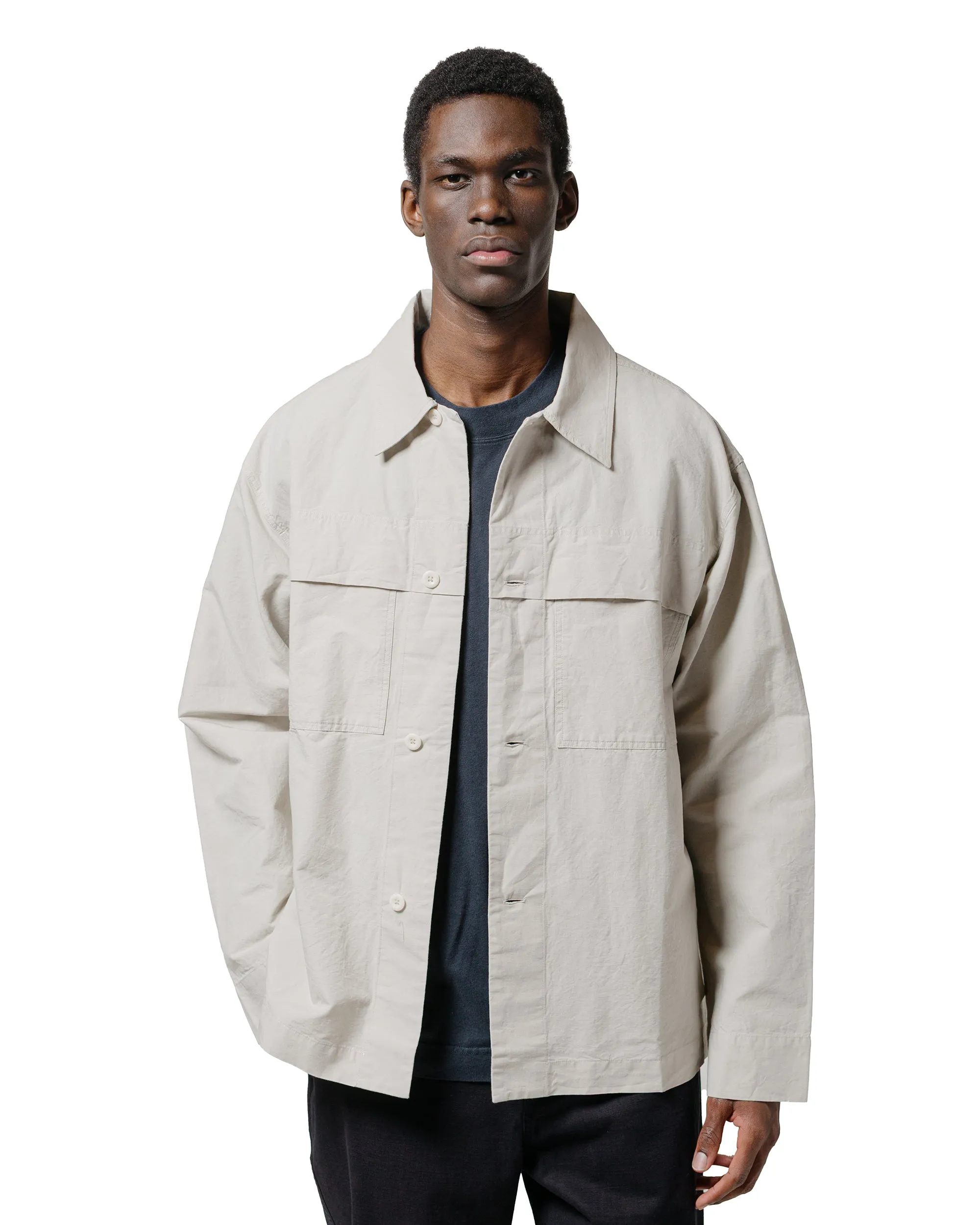 Comfortable Wear Soft Collar Design MHL Storm Flap Shirt Dry Cotton Linen Pale Stone