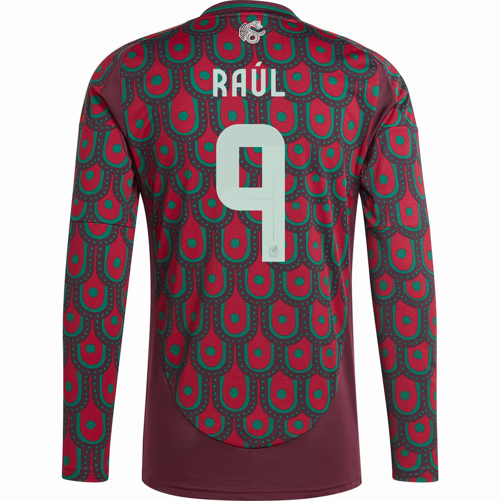 adidas Mens Mexico Ra??l Jim??nez Home Long Sleeve Jersey 24/25 (Multicolor) Double Layered Edging