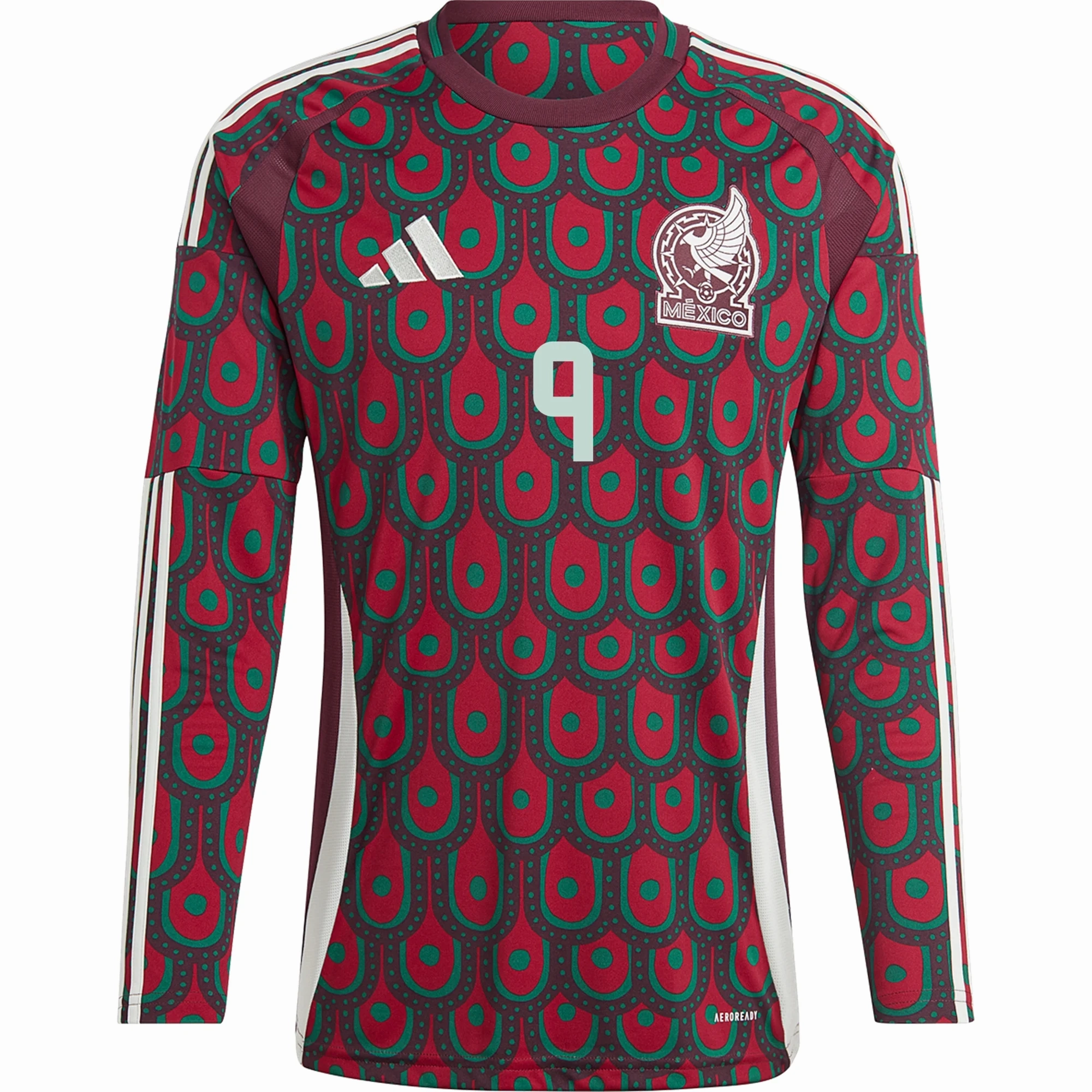 Any Move adidas Mens Mexico Ra??l Jim??nez Home Long Sleeve Jersey 24/25 (Multicolor)