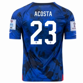 Urban Street Nike United States Acosta Away Jersey 22/23 w/ World Cup 2022 Patches (Bright Blue/White)