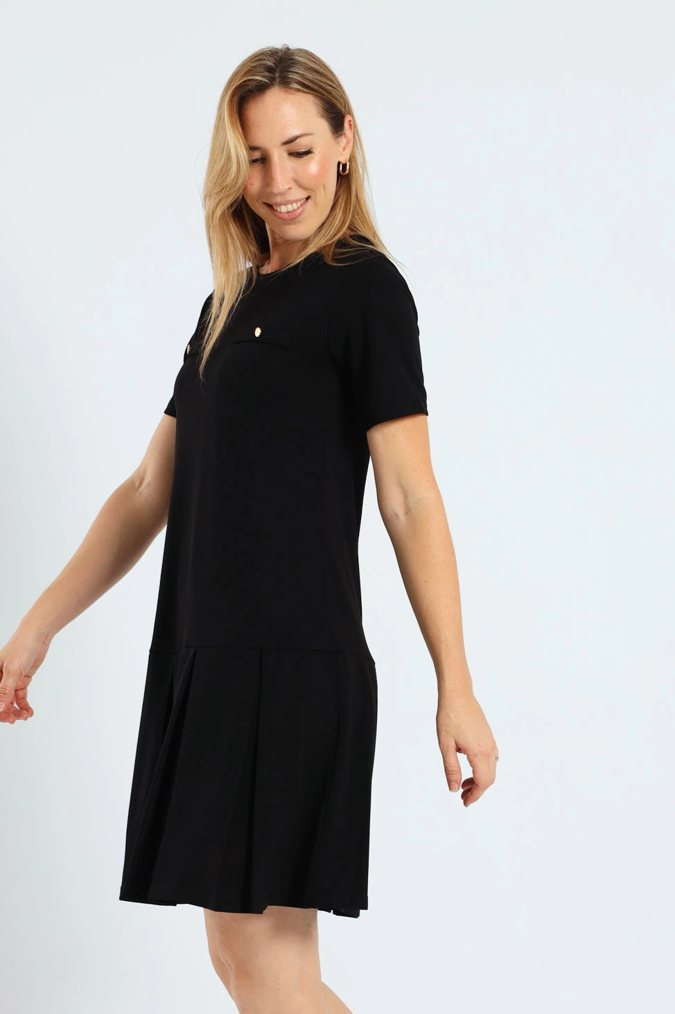 Box Pleated Hem Shift Dress Daily Style Professional Look