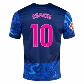 Dynamic Feel Anti Static Weave Technology Nike Atletico Madrid Angel Correa Third Jersey w/ La Liga Patch 24/25 (Blue Void/Pink Glow)