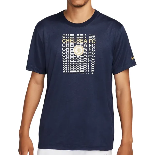 Casual Comfort Ethically Sourced Cotton Nike Chelsea Letters T-Shirt 23/24 (Dark Obsidian/College Navy)