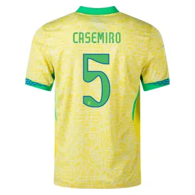 Nike Brazil Authentic Casemiro Home Jersey 24/25 (Dynamic Yellow/Lemon Chiffon/Green Spark) Sporty Appeal Adjustable Hem Drawcord