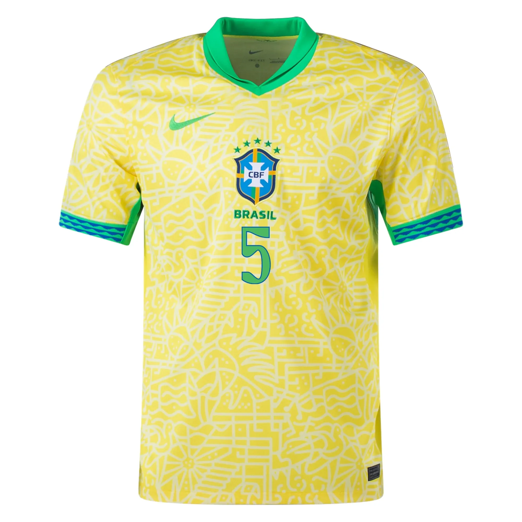 Nike Brazil Authentic Casemiro Home Jersey 24/25 (Dynamic Yellow/Lemon Chiffon/Green Spark) Stretch performance