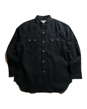 Sassafras Weeds Digger Shirt 6.5oz Herringbone Denim Black Smart Casual Date night