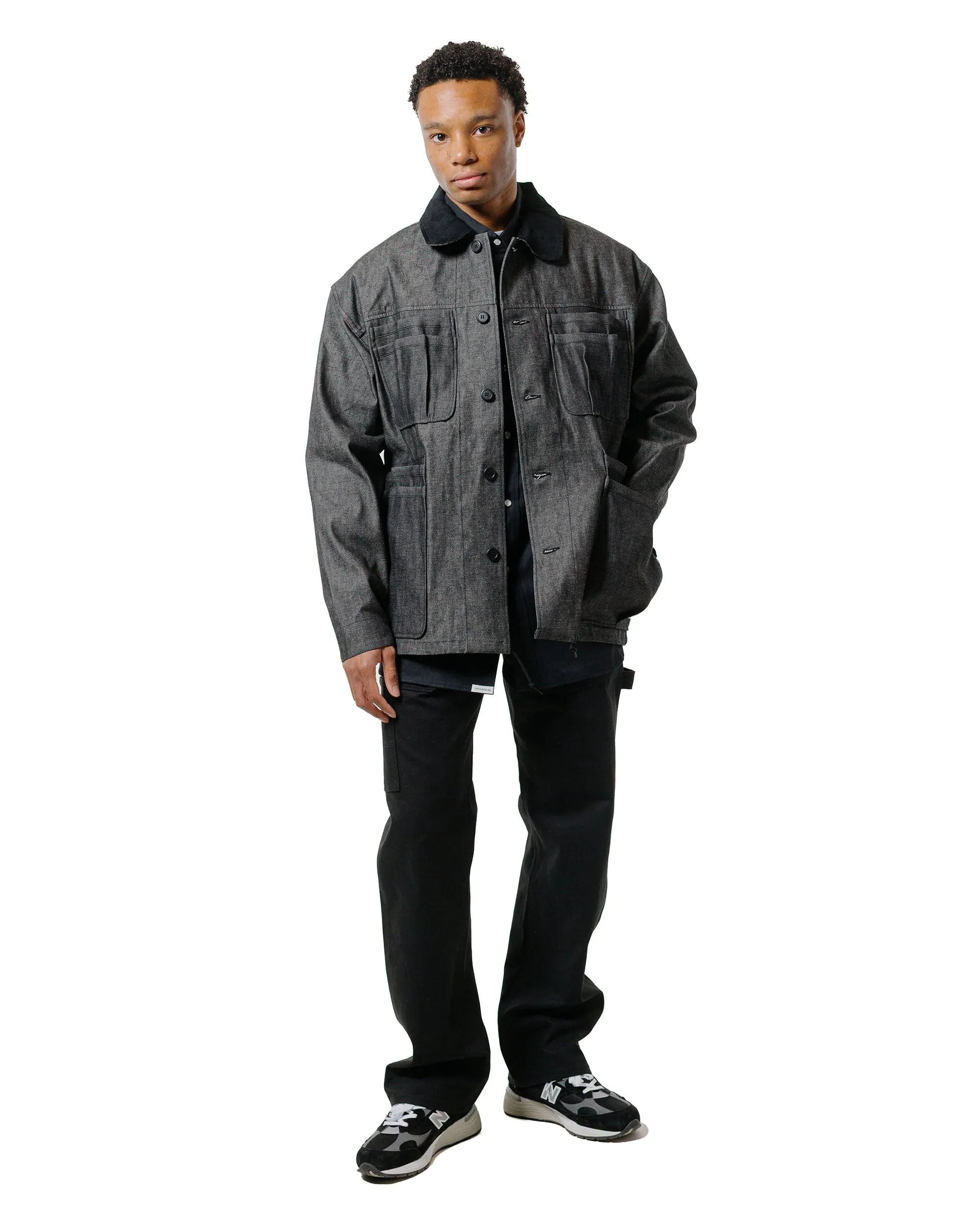 Sassafras Weeds Digger Shirt 6.5oz Herringbone Denim Black Flexible Mobility Camouflage Print